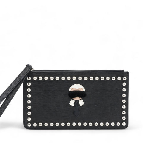 Black Karlito Leather Clutch Bag