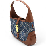 Denim GG Monogram Calfskin Mini Jackie 1961 Hobo Blue Tea Cuir