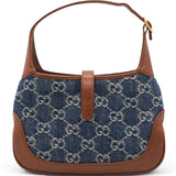 Denim GG Monogram Calfskin Mini Jackie 1961 Hobo Blue Tea Cuir