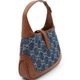 Denim GG Monogram Calfskin Mini Jackie 1961 Hobo Blue Tea Cuir