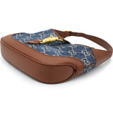 Denim GG Monogram Calfskin Mini Jackie 1961 Hobo Blue Tea Cuir