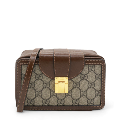 GG Supreme Monogram Mini Clasp Bag Beige Brown