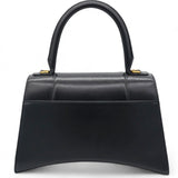 Shiny Box Calfskin Small Hourglass Top Handle Bag Black