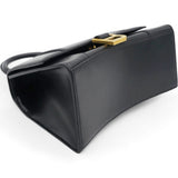 Shiny Box Calfskin Small Hourglass Top Handle Bag Black