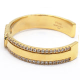 Double F On Gold Bracelet With Cz