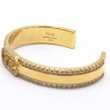 Double F On Gold Bracelet With Cz