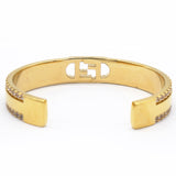 Double F On Gold Bracelet With Cz