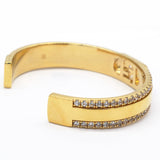 Double F On Gold Bracelet With Cz