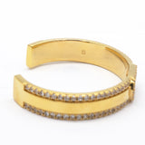 Double F On Gold Bracelet With Cz