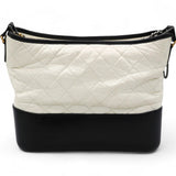 Aged Calfskin Quilted Medium Gabrielle Hobo Black White