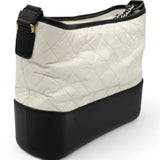 Aged Calfskin Quilted Medium Gabrielle Hobo Black White