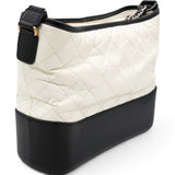 Aged Calfskin Quilted Medium Gabrielle Hobo Black White