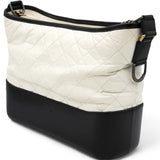 Aged Calfskin Quilted Medium Gabrielle Hobo Black White