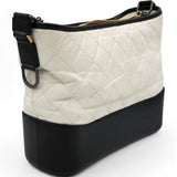 Aged Calfskin Quilted Medium Gabrielle Hobo Black White