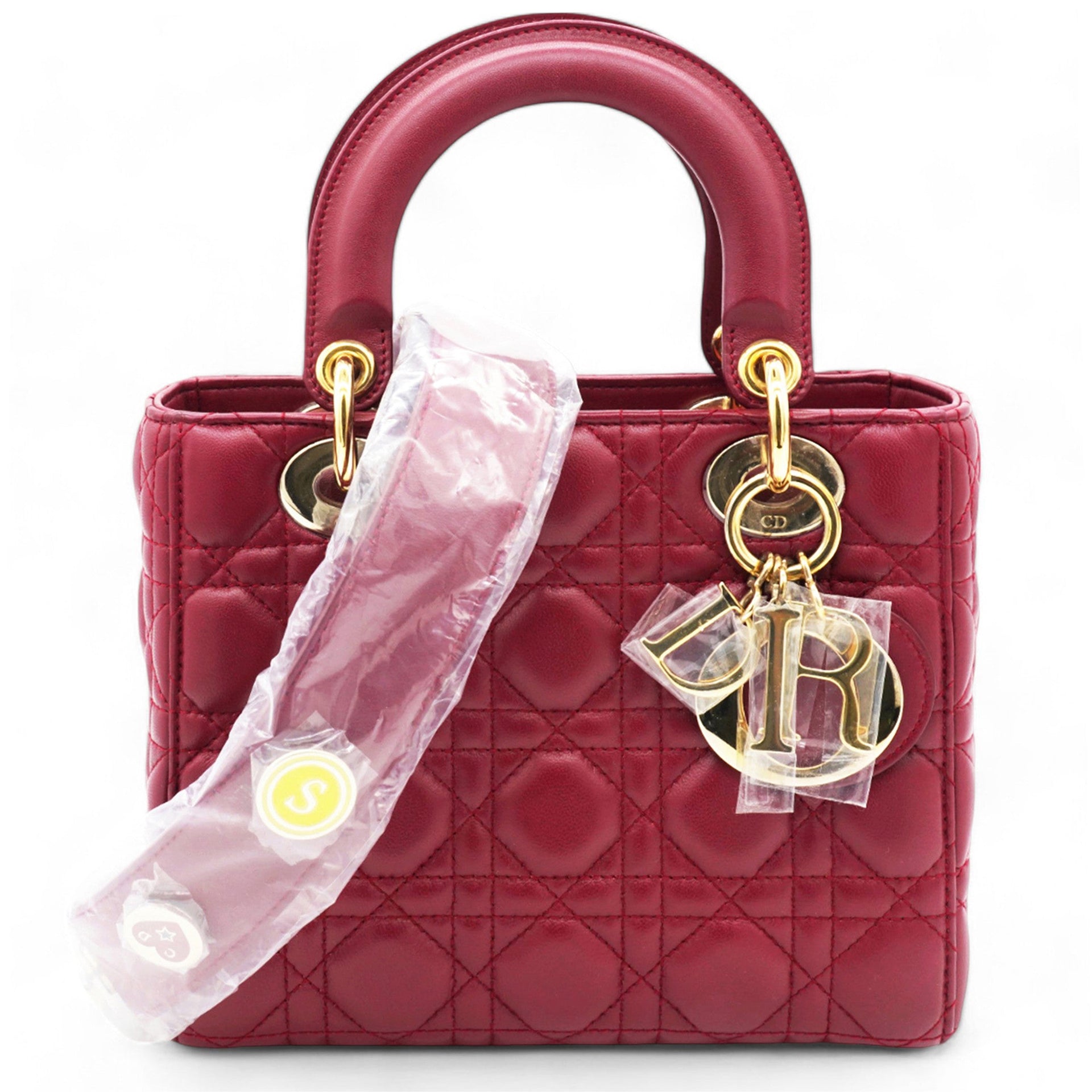 Lambskin Cannage Small Lucky Badges My Lady Dior Red