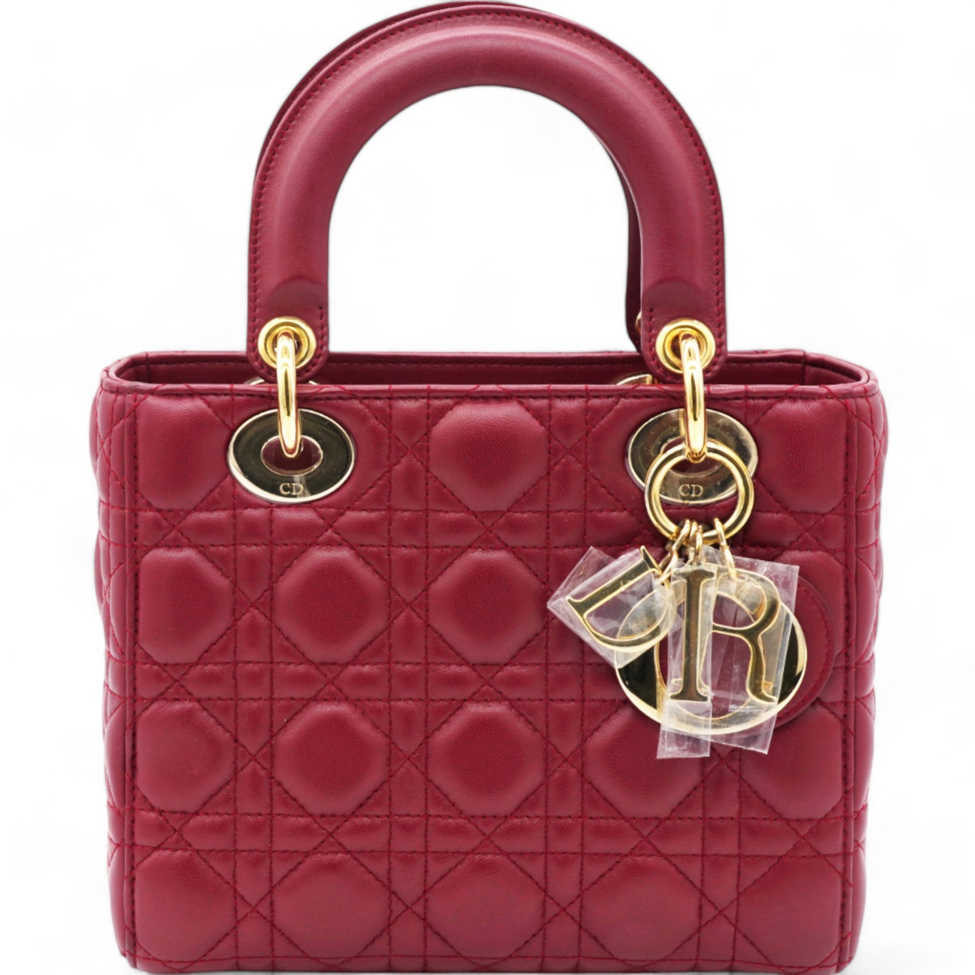 Lambskin Cannage Small Lucky Badges My Lady Dior Red