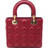 Lambskin Cannage Small Lucky Badges My Lady Dior Red