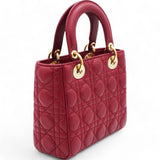 Lambskin Cannage Small Lucky Badges My Lady Dior Red