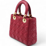 Lambskin Cannage Small Lucky Badges My Lady Dior Red