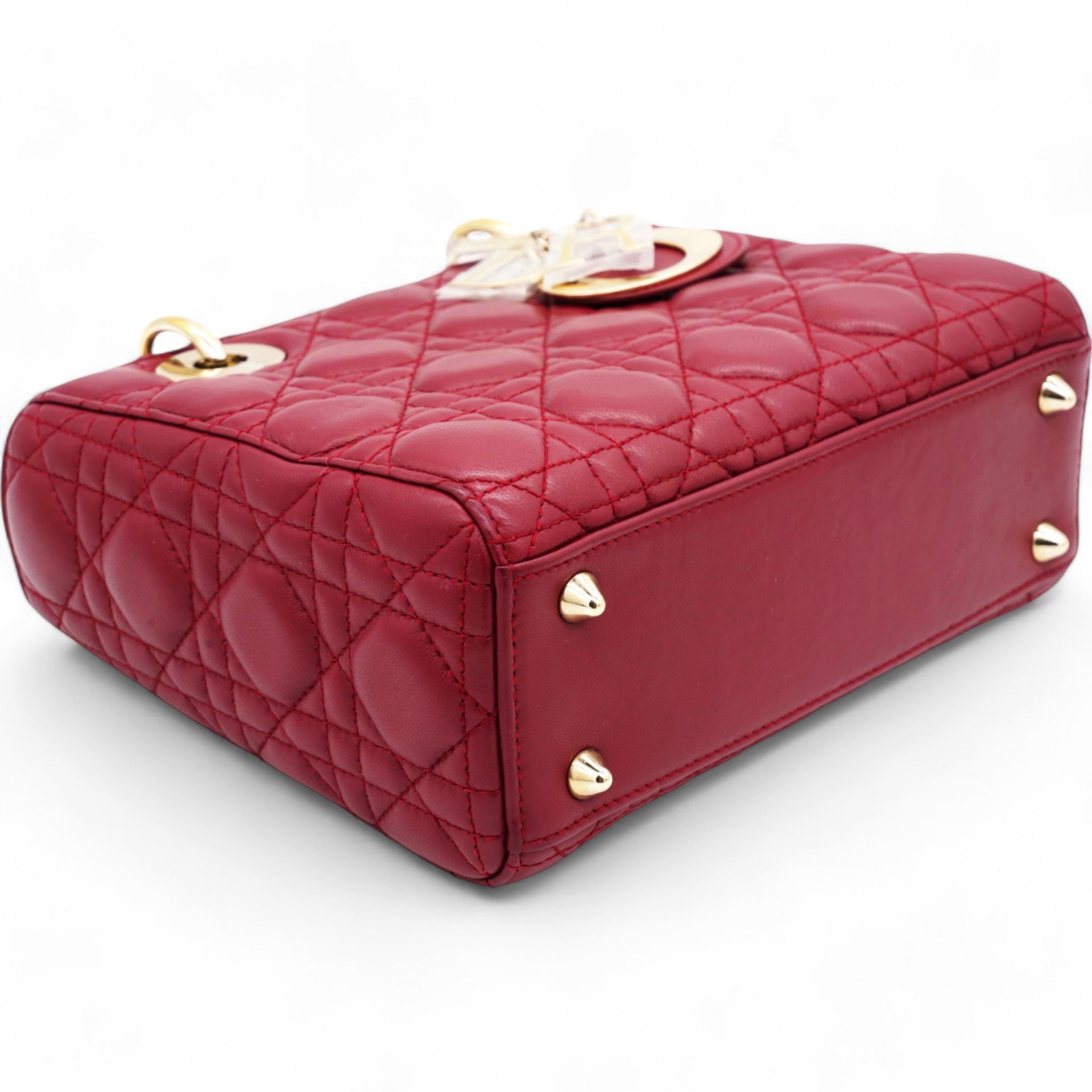 Lambskin Cannage Small Lucky Badges My Lady Dior Red