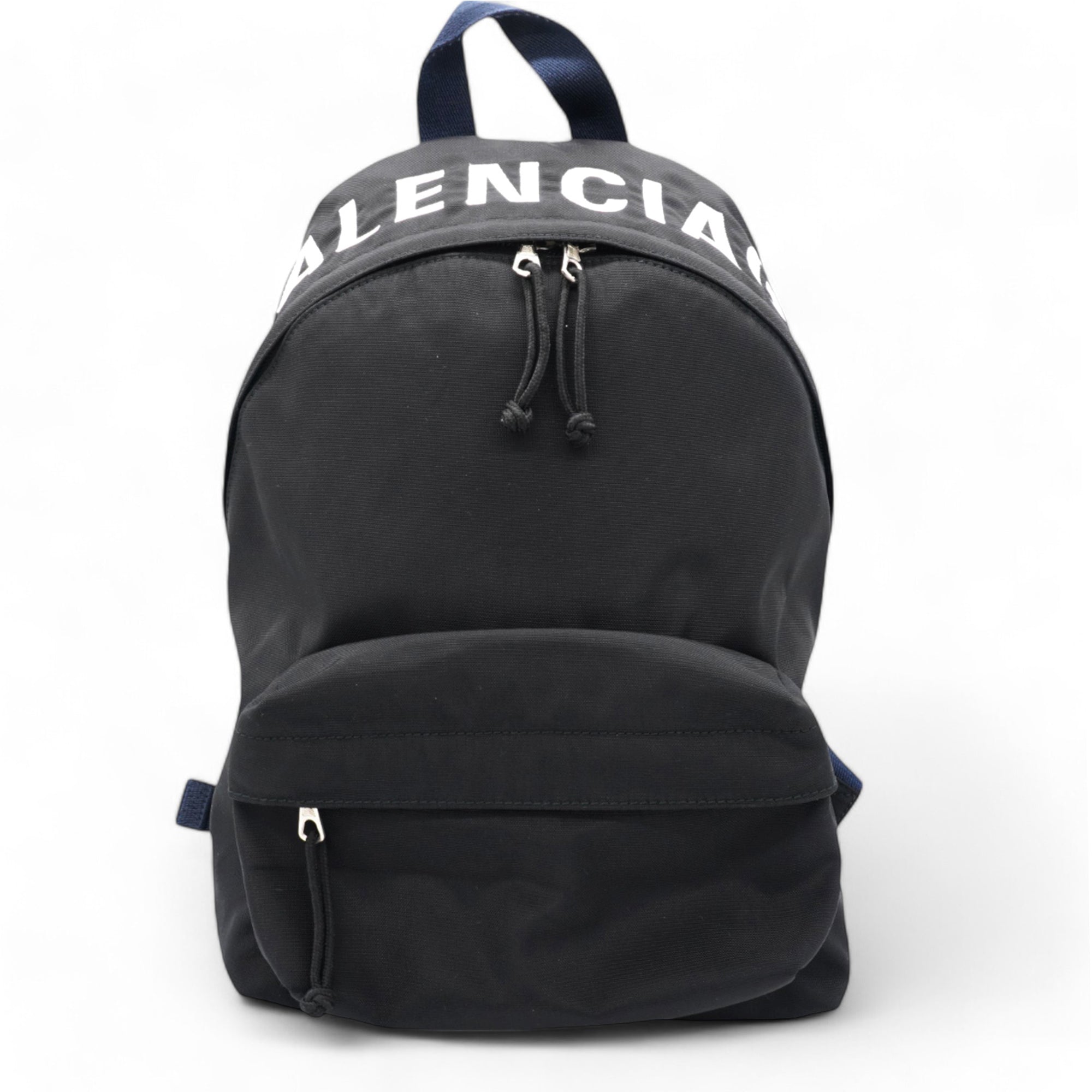 Balenciaga Sport Nylon Logo Embroidered S Wheel Backpack Black White STYLISHTOP