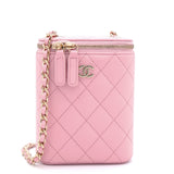 Caviar Quilted Small Vertical Coco Beauty Vanity Case With Chain Pink Sakura