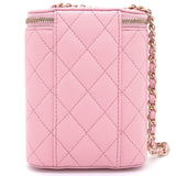 Caviar Quilted Small Vertical Coco Beauty Vanity Case With Chain Pink Sakura