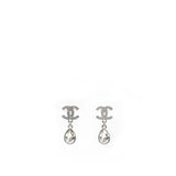 Crystal CC Teardrop Earrings Silver