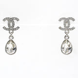 Crystal CC Teardrop Earrings Silver