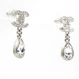 Crystal CC Teardrop Earrings Silver