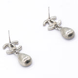 Crystal CC Teardrop Earrings Silver