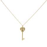 Enchant Heart Key Pendant Necklace 18k Yellow Gold & Diamond