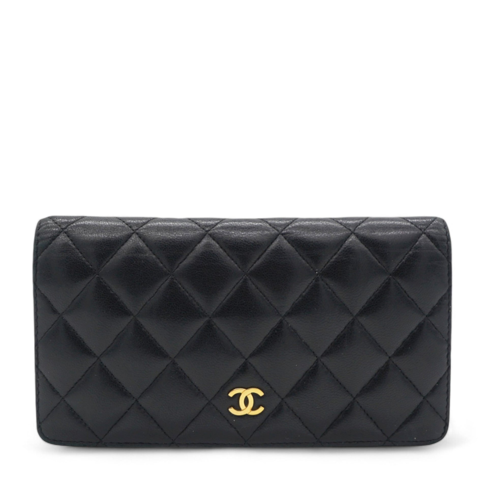 Lambskin Quilted Yen Wallet Black