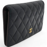 Lambskin Quilted Yen Wallet Black