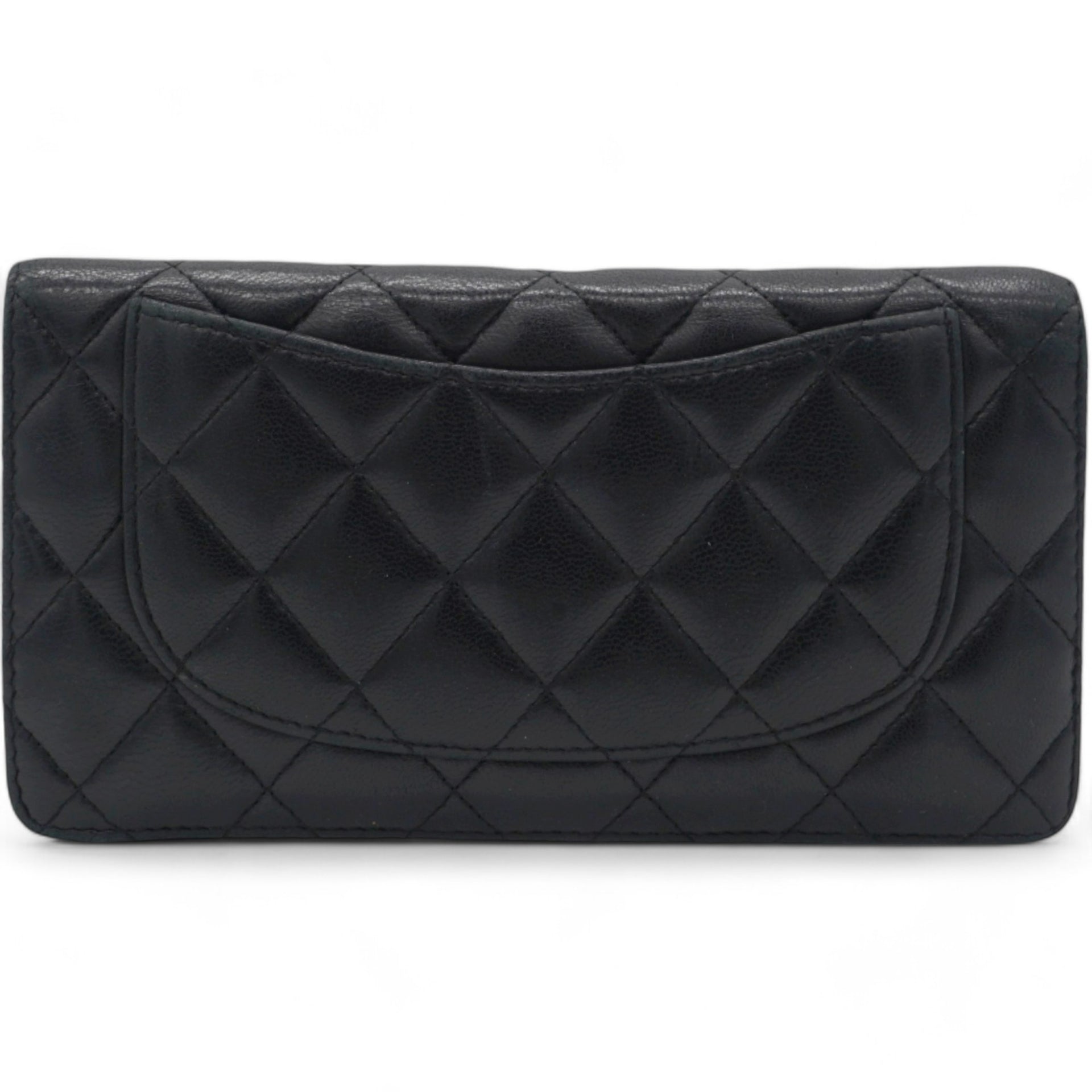 Lambskin Quilted Yen Wallet Black