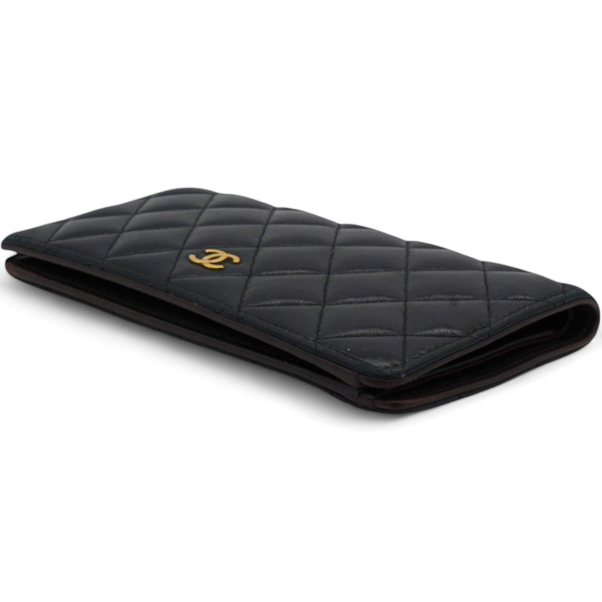 Lambskin Quilted Yen Wallet Black