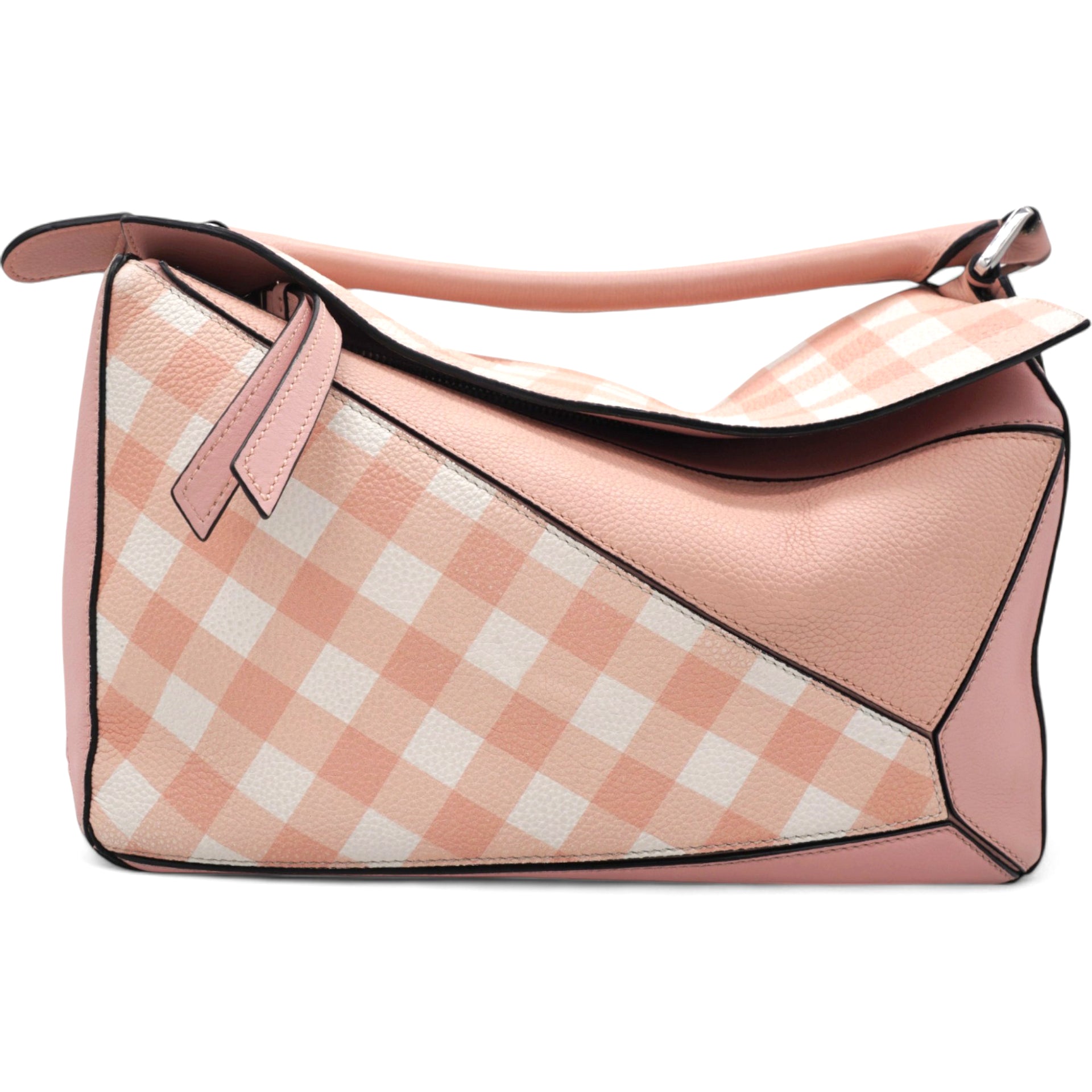 Calfskin Gingham Puzzle Bag Salom Medium