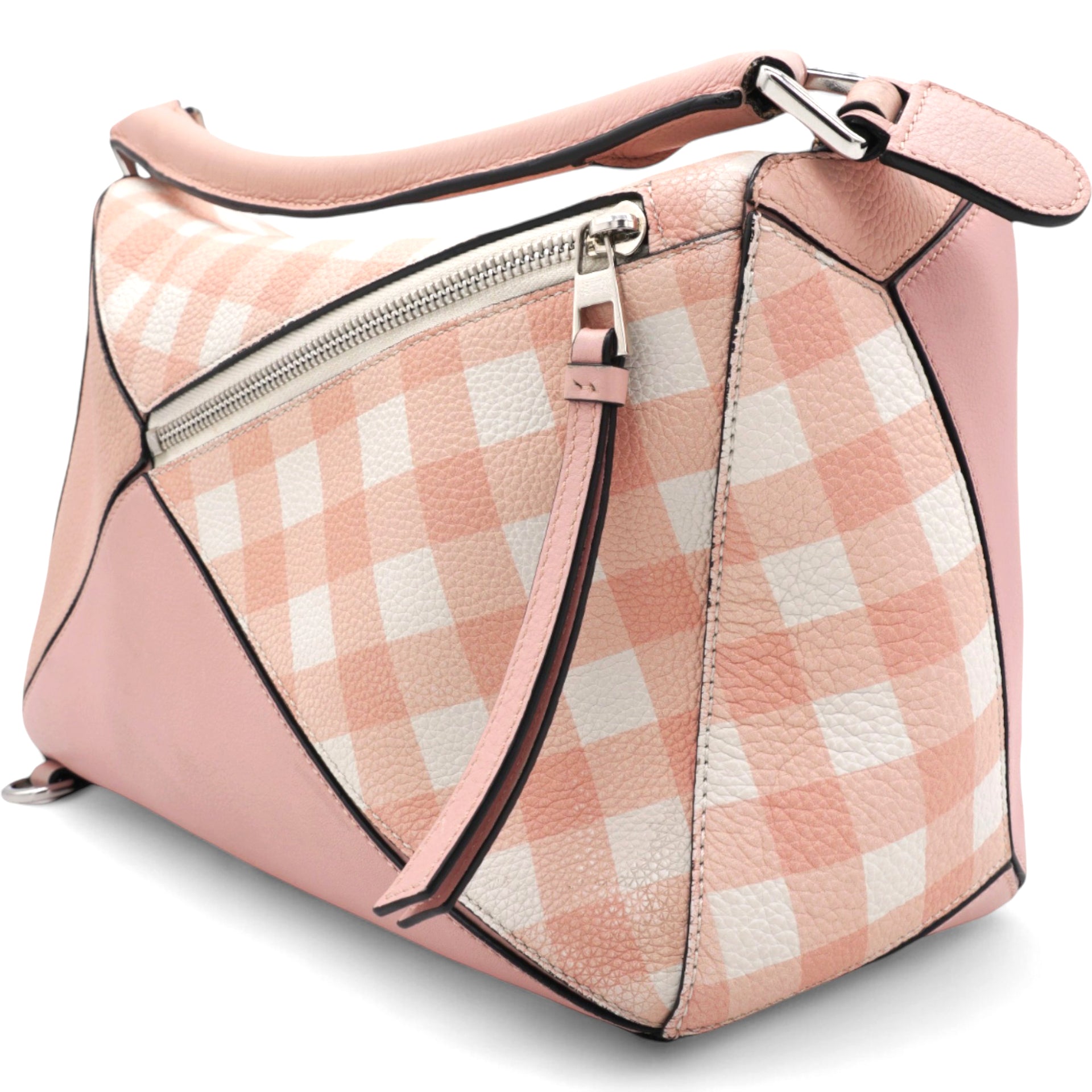 Calfskin Gingham Puzzle Bag Salom Medium