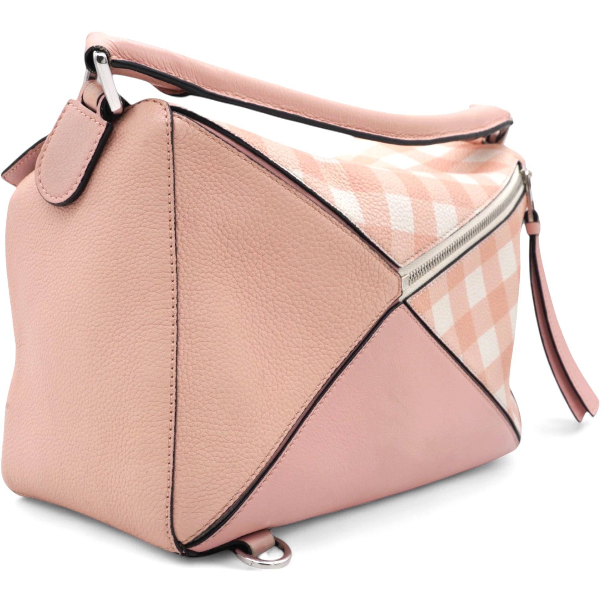 Calfskin Gingham Puzzle Bag Salom Medium