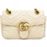 Calfskin Matelasse Small GG Marmont Shoulder Bag White