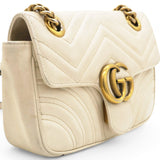 Calfskin Matelasse Small GG Marmont Shoulder Bag White