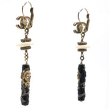 Enamel CC Earrings Black Gold