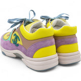 Nylon Lambskin Calfskin Suede CC Womens Sneakers Pink Yellow Purple Size 37