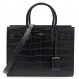 Calfskin Crocodile Embossed Small Sac De Jour Black