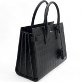 Calfskin Crocodile Embossed Small Sac De Jour Black