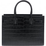 Calfskin Crocodile Embossed Small Sac De Jour Black