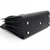 Calfskin Crocodile Embossed Small Sac De Jour Black