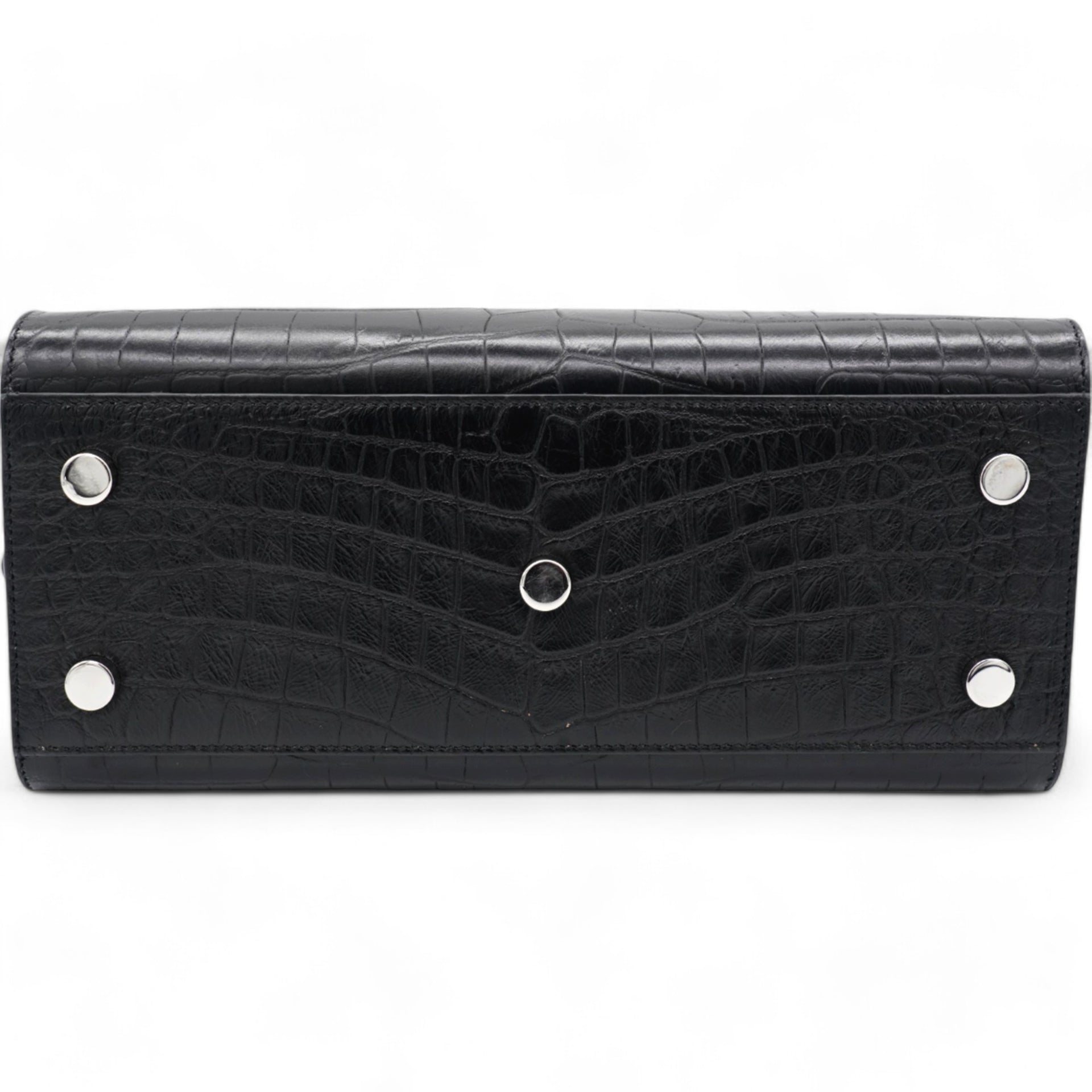 Calfskin Crocodile Embossed Small Sac De Jour Black