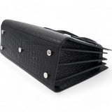 Calfskin Crocodile Embossed Small Sac De Jour Black