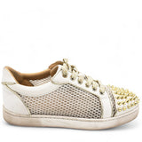 White Mesh and Leather AC Viera Spiked Orlato Low Top Sneakers Size 34